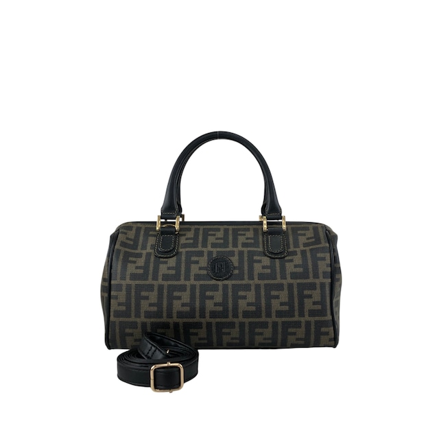 FENDI フェンディ ズッカ ショルダーバッグ ブラック FFロゴ PVC ミニボストン 2way vintage ヴィンテージ オールド ec36sk