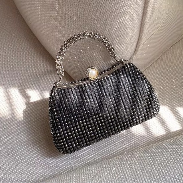 Rhinestone Beaded Handle Handbag(3color)　　V2281