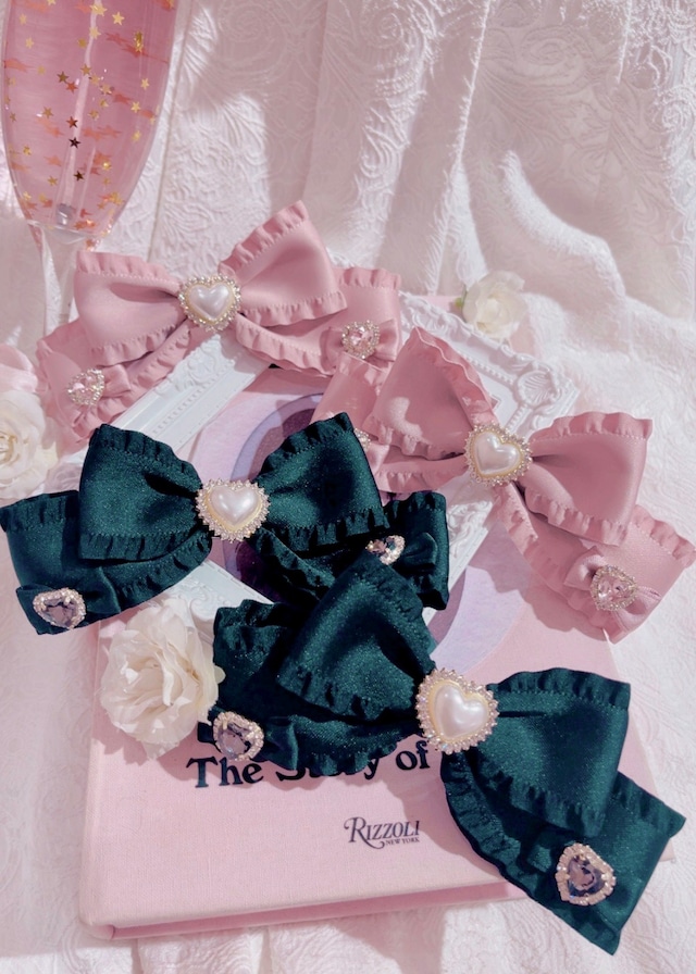 Heart bijou Ribbon Set Hair Accessory