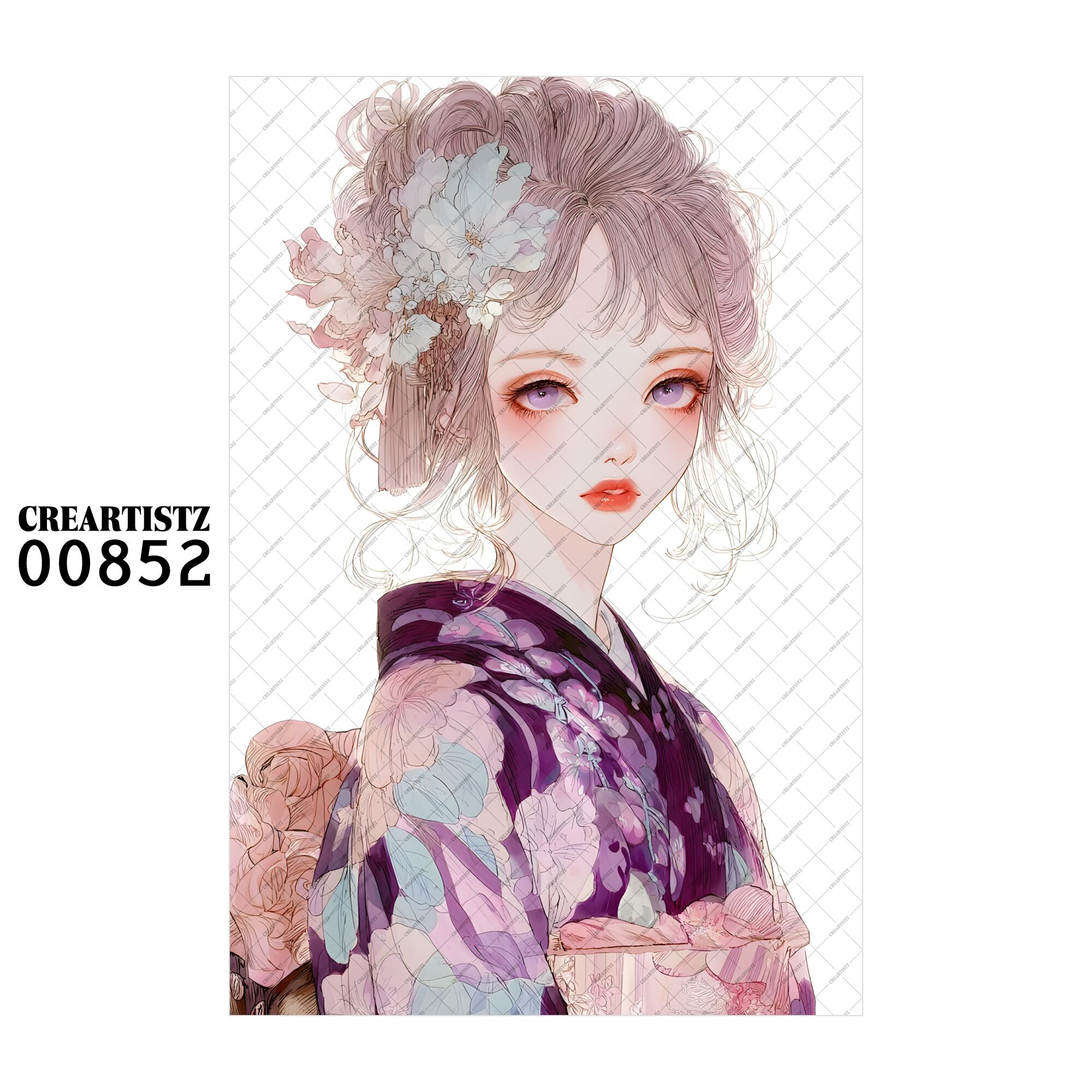 00852 ガール キュート オリジナル ペーパー/ステッカー 4枚セット CREARTISTZ