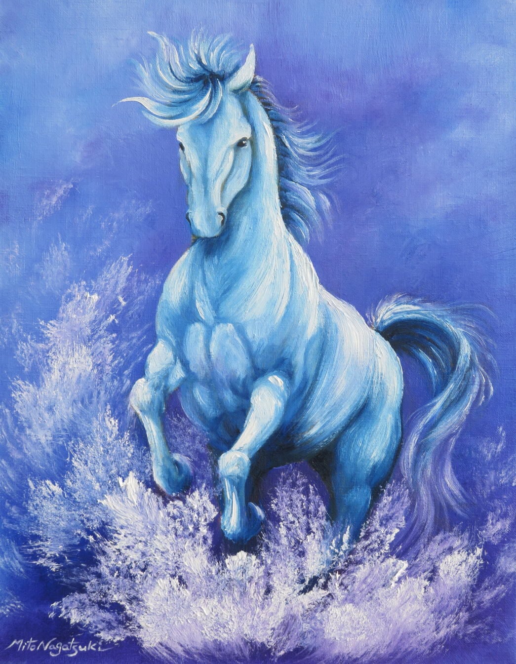 黄金の富士山～緑富士 R5－36】油絵+純金24k金箔 F3号 真筆画1点