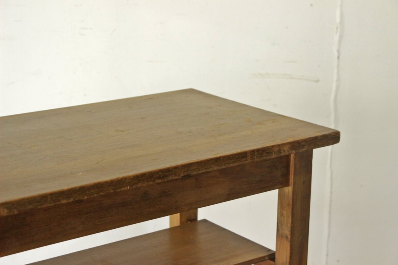 レトロ 作業台 花台 飾り台 展示台 テーブル 机 ラワン材 ナチュラル