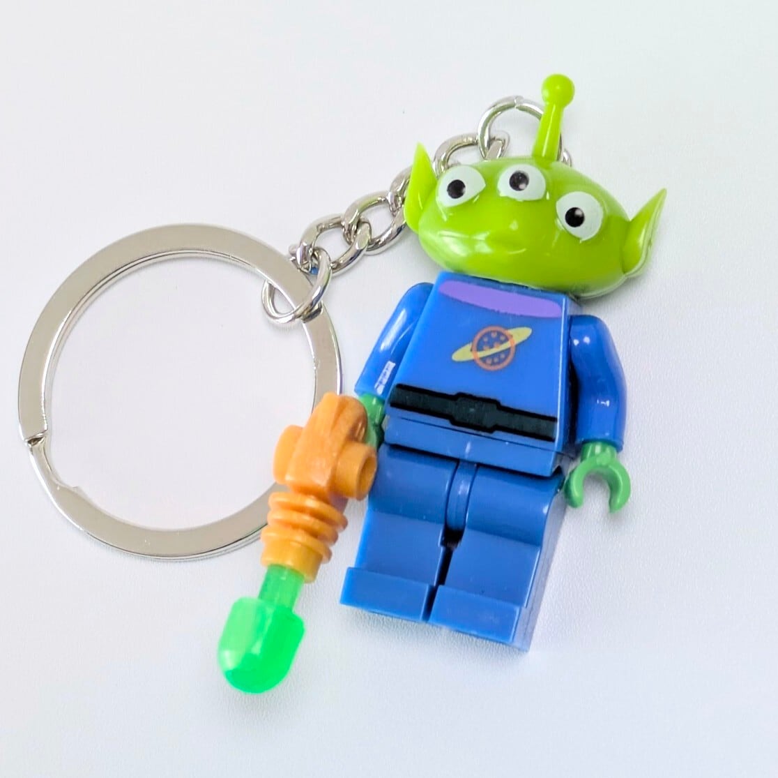 ★ブロックフィギュアキーホルダー★【トイストーリー (Toy Story)】リトル・グリーン・メン / エイリアン 〚アメリカン雑貨 アメトイ〛