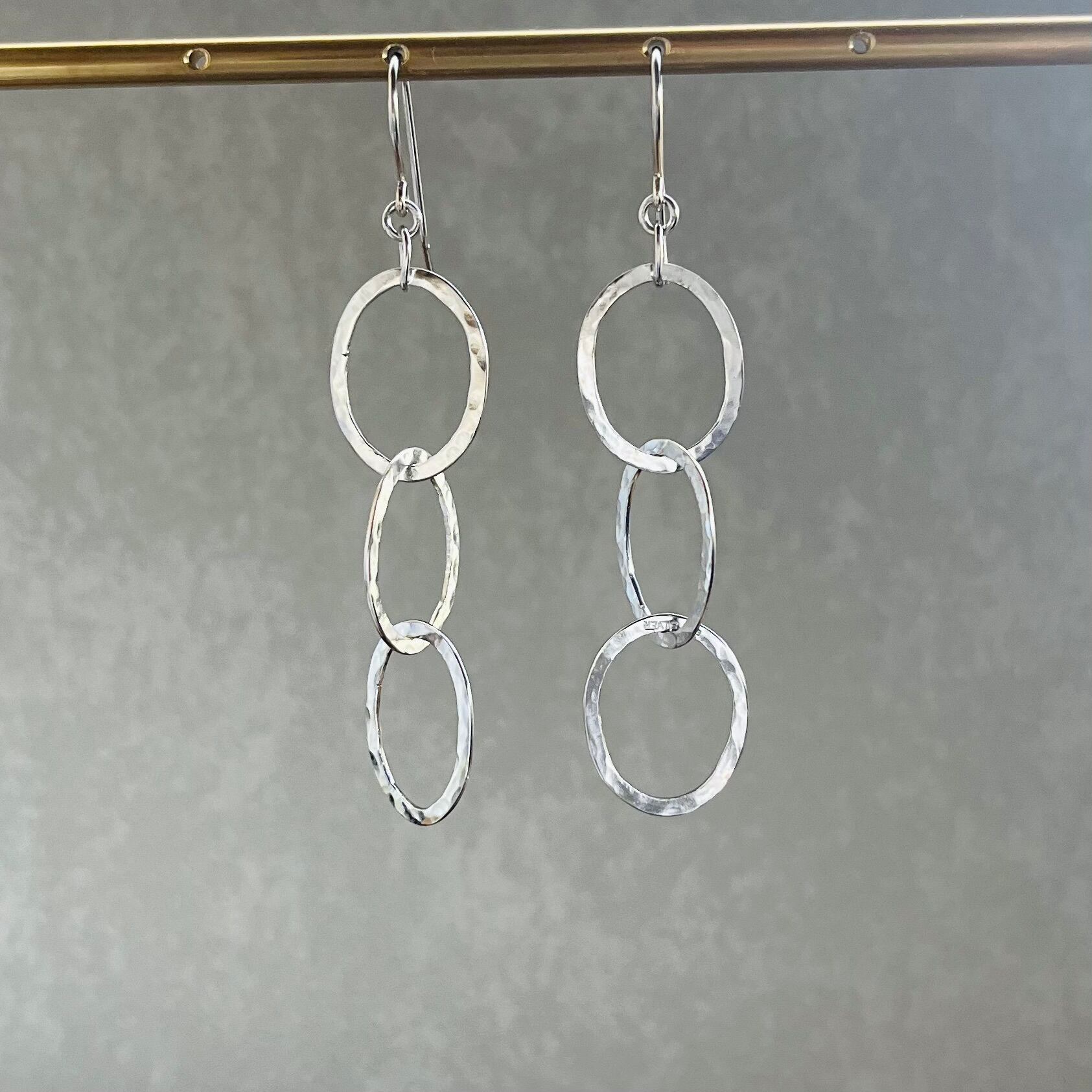 【21mm 3.5mm】シルバー925 両耳用 フープ リング ピアス 3連リングのシルバーピアス | Pay ID