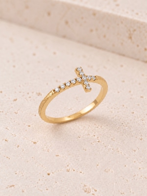 316L hawaiian zirconia cross ring  #r25