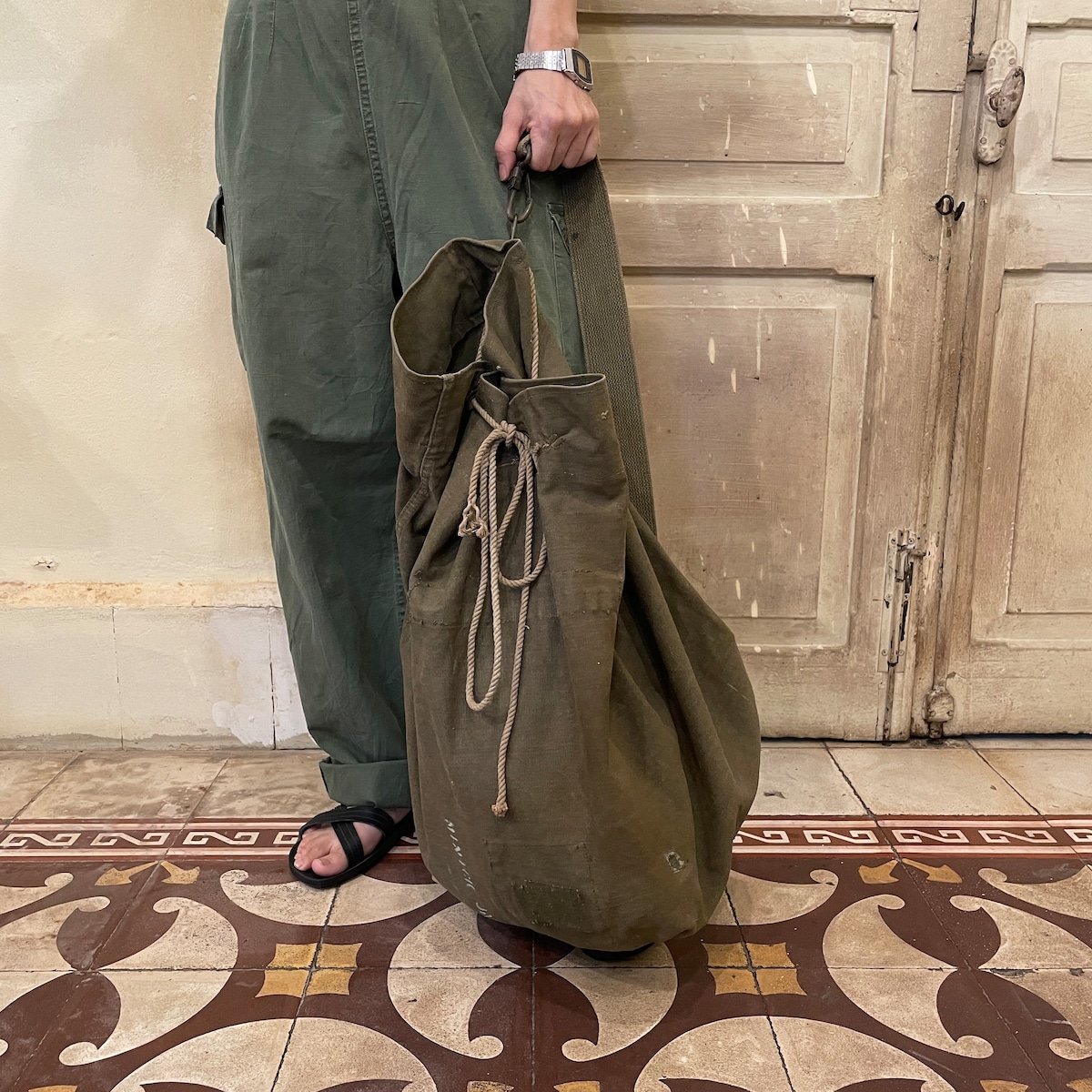 I】実品 US ARMY ダッフルバッグ Re make ランドリーバッグ 40s 50s 