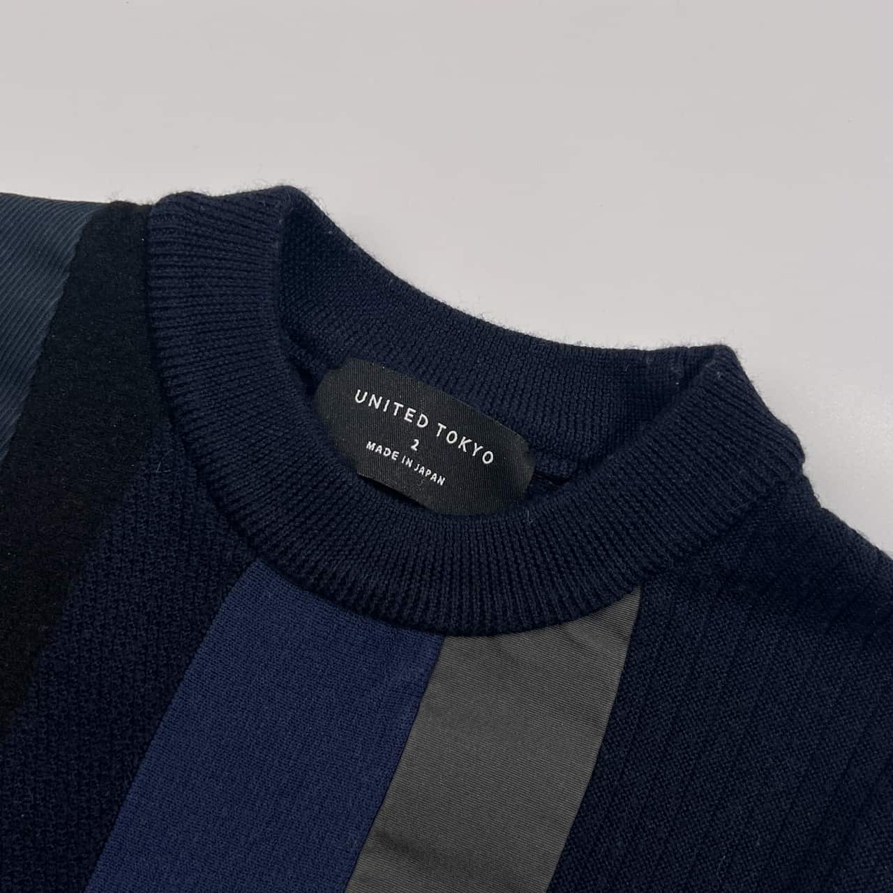 UNITED TOKYO ユナイテッドトウキョウ ストライプ ウール ニット セーター 2/ネイビー系 メンズ