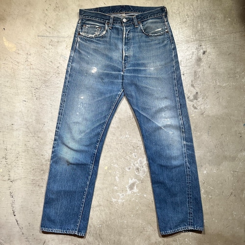 60's LEVI'S リーバイス 501XX デニム ギャラ無し 最終期 隠しリベット無し Big E 刻印K Vステッチ 足長R リペア ダメージ有り ウエスト実寸W32インチ 希少 ヴィンテージ BA-2326 RM2745H