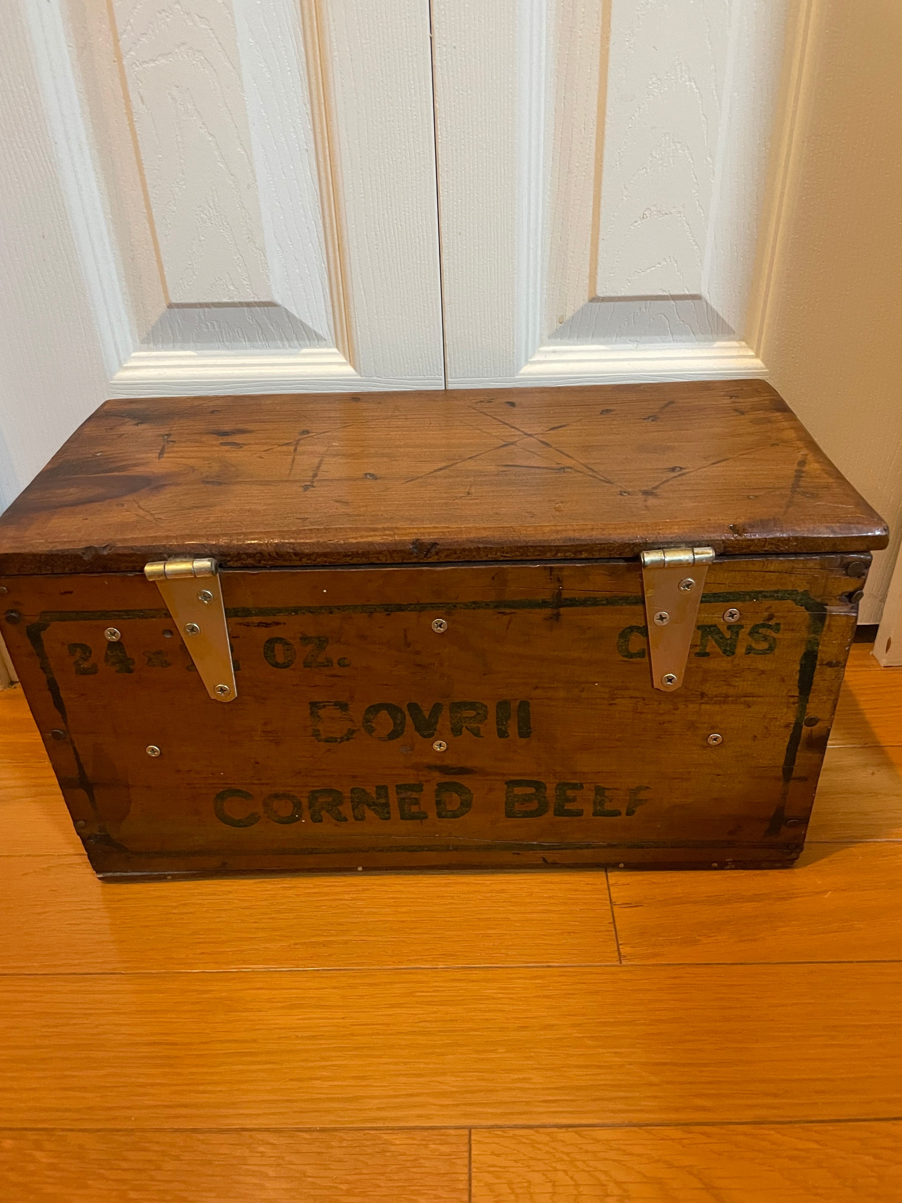 コンビーフ Vintage Bovril Corned Beef Wooden Box | Honey Antique