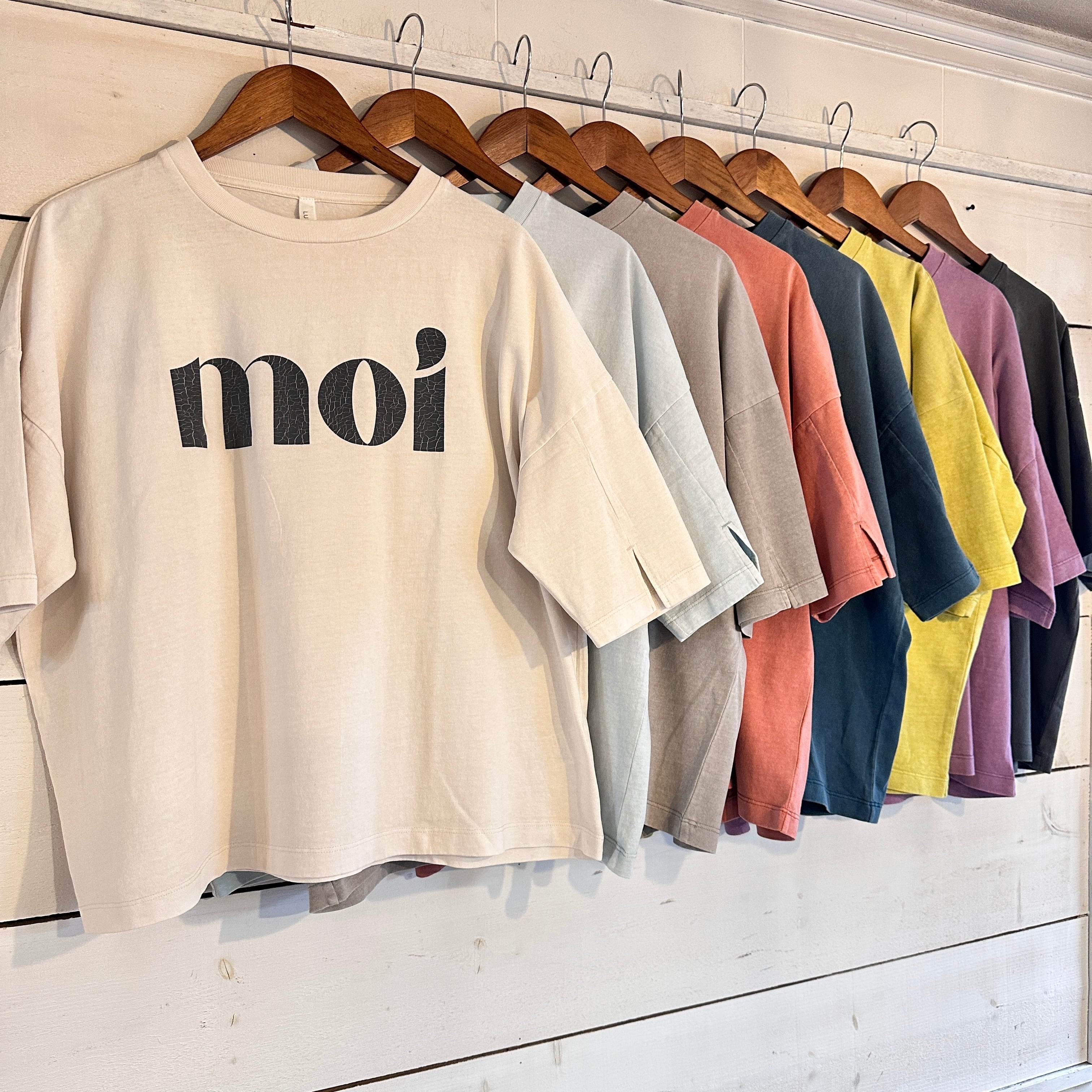 『People's』2766  ピグメント天竺 袖スリットプルオーバー Tシャツ　フリーサイズ