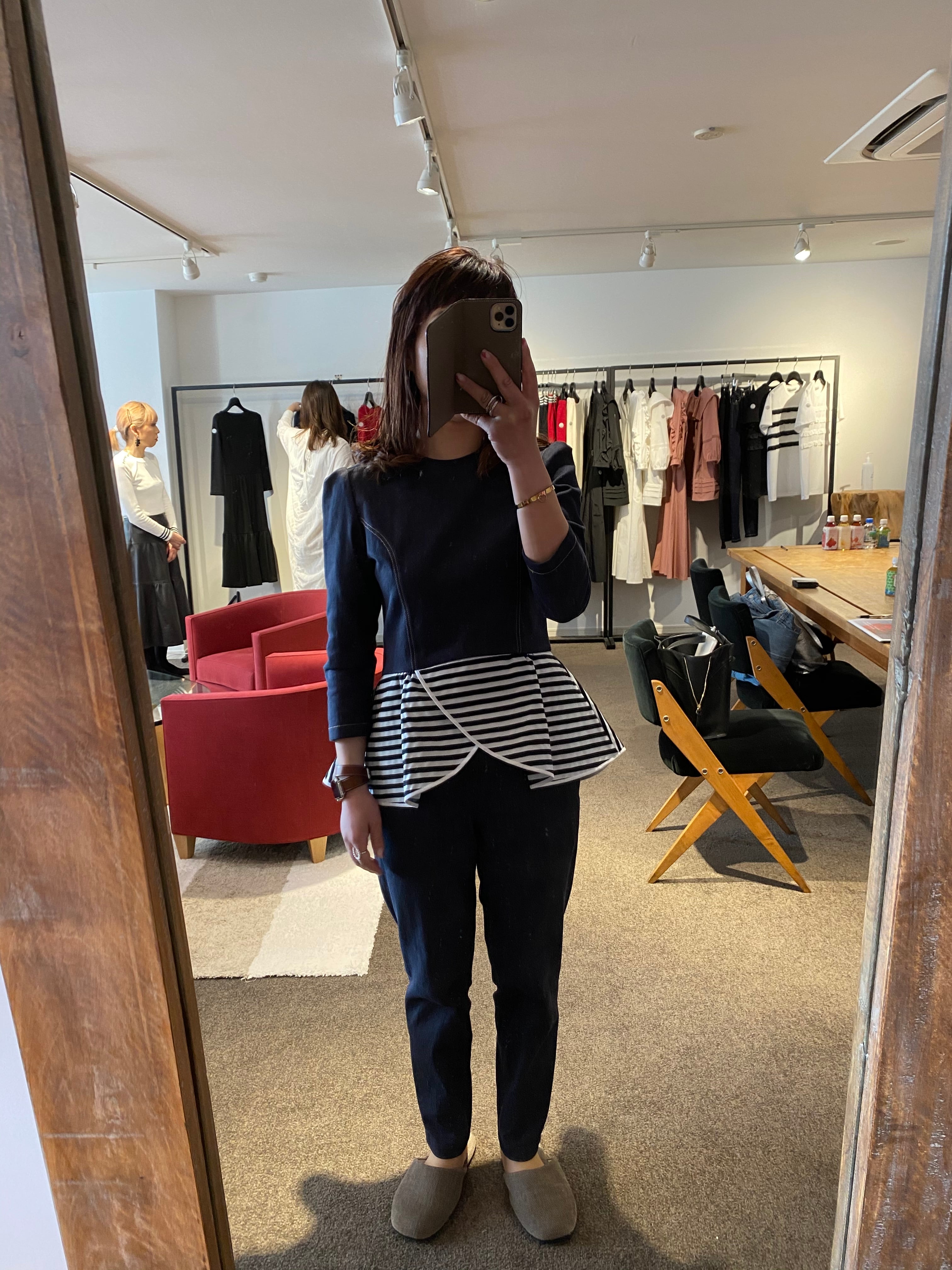 Borders At Balcony X Peplum Denim Top Flicka Kobe