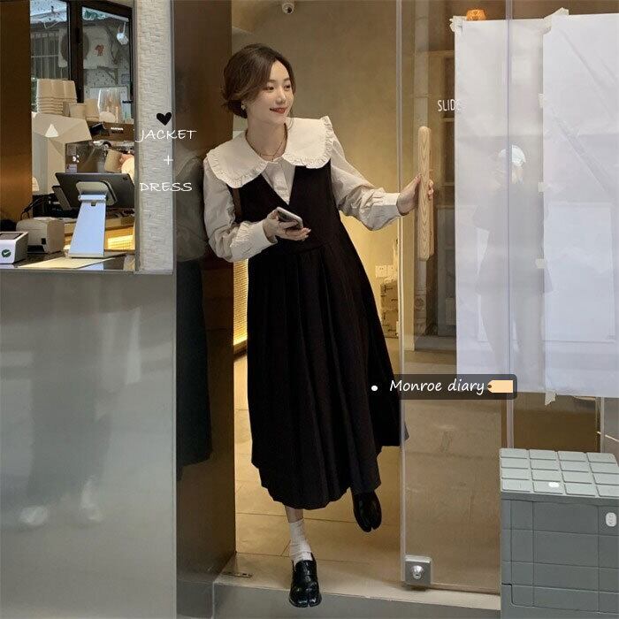 スタンダードドレス スカート オータムウィンターブラックAラインロング レトロ 秋物 冬物 モンロー71030626009