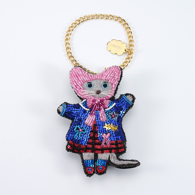 刺繍チャームブローチ Kitagishi Yumi / Hooded Mouse