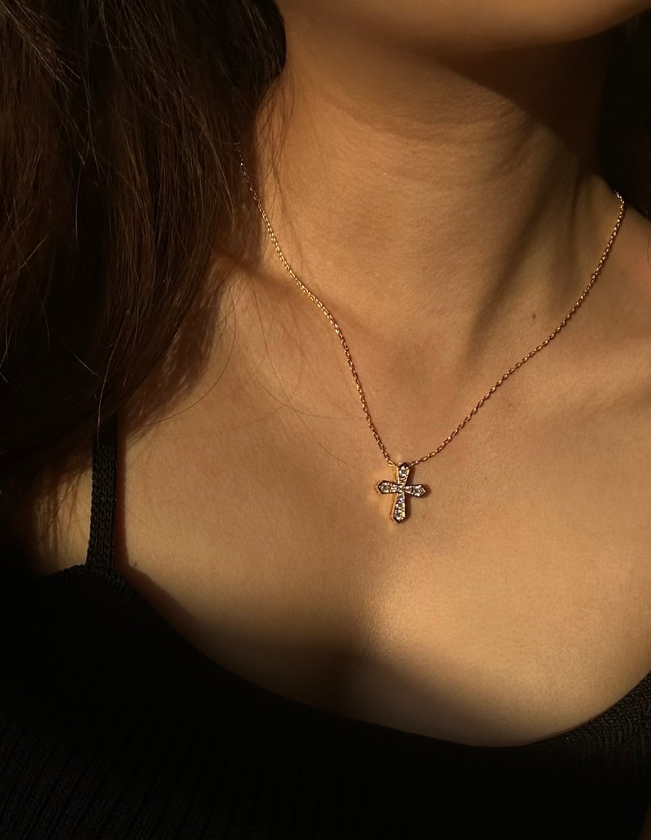 zirconia cross necklace [004] | SASSY ANGEL