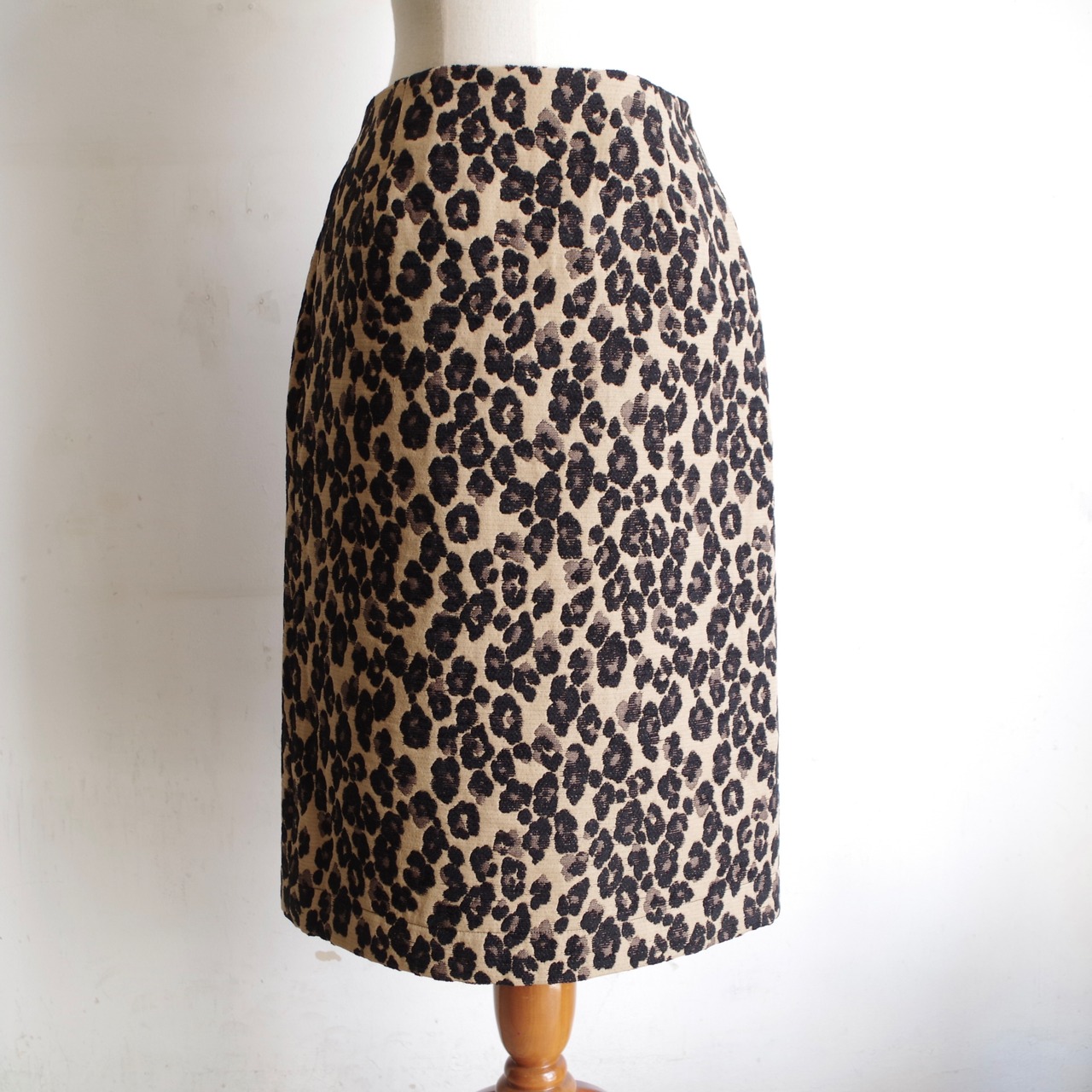 SINME レオパードスカート ベージュ×ブラック