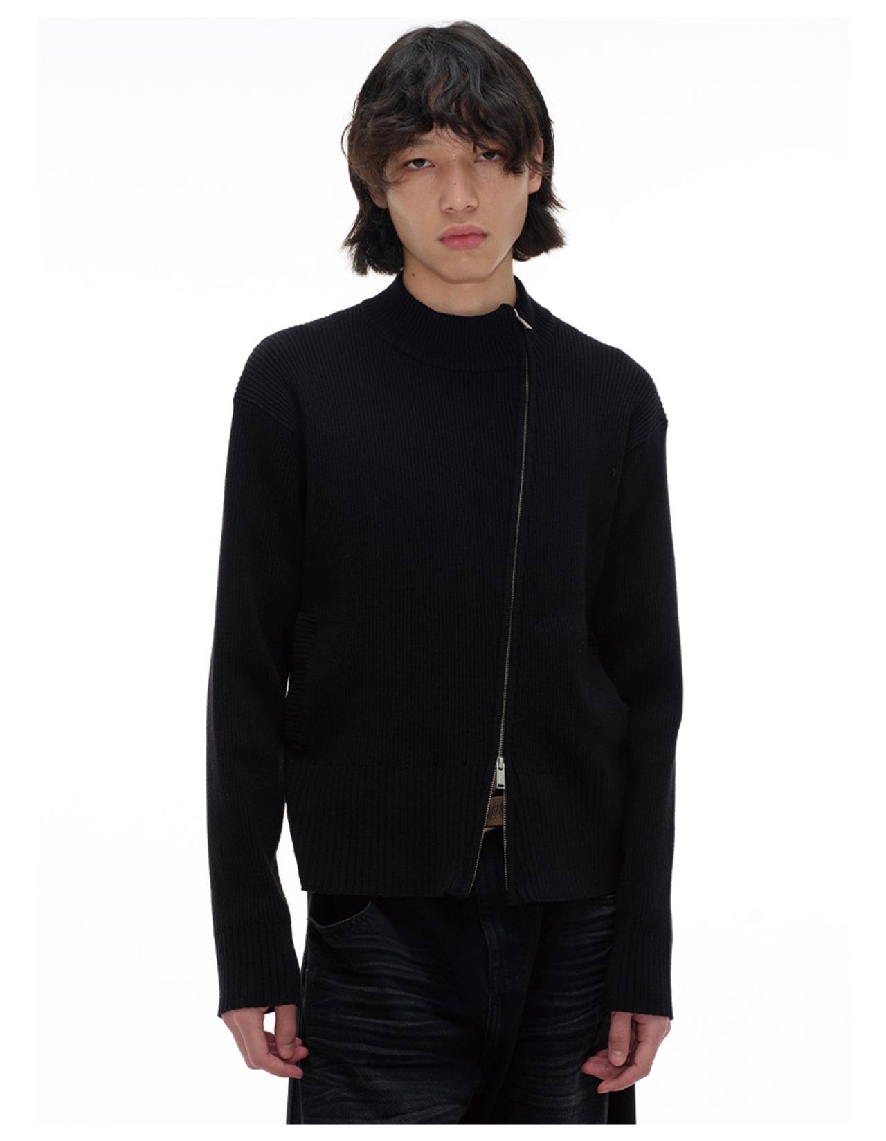 JCAESAR STUDIO Oblique Zip Knit Top