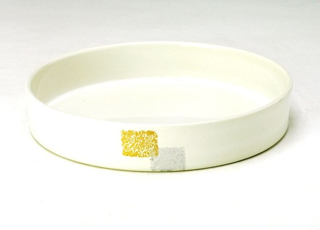 花器 白金銀彩11号 陶器 水盤 花瓶 フラワーベース