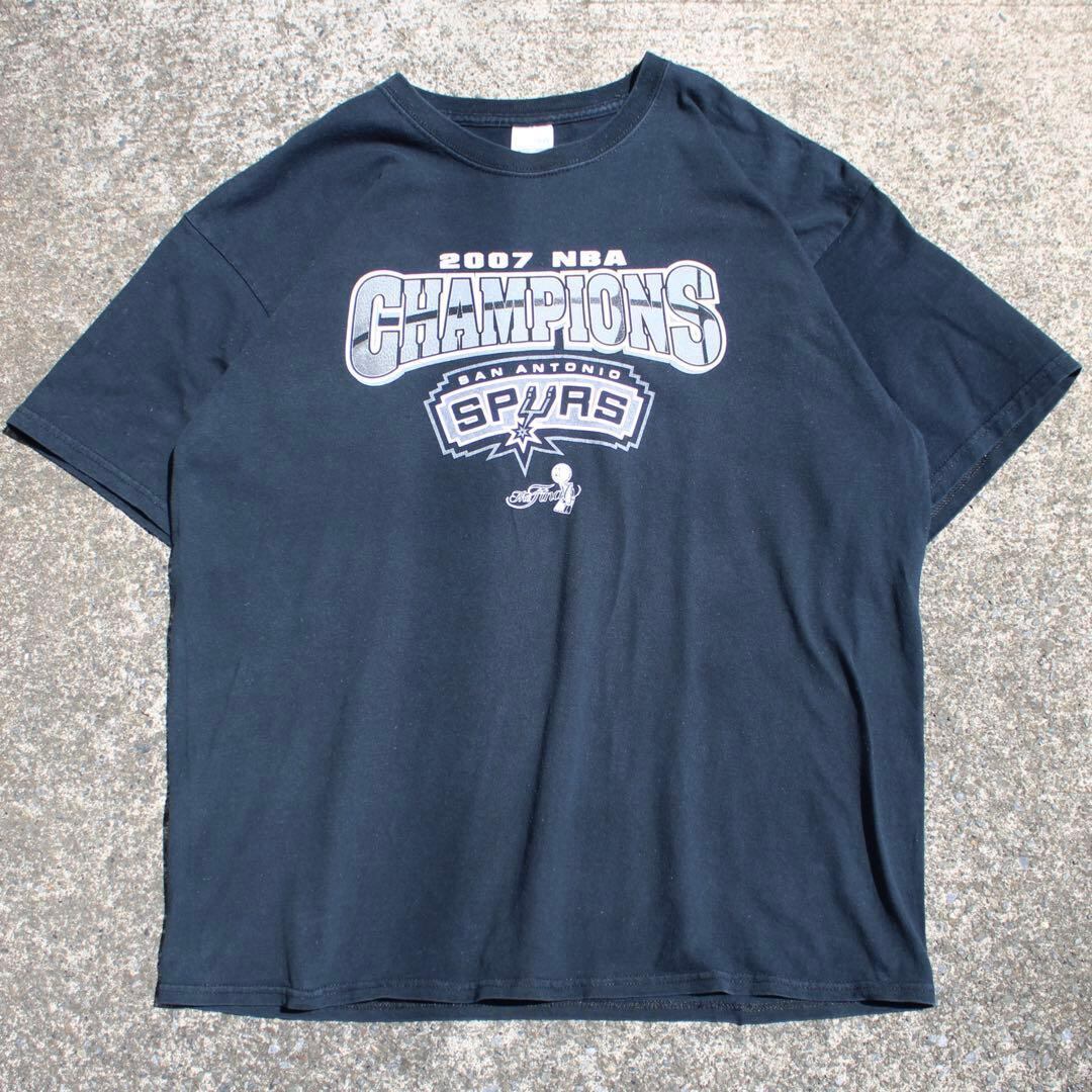 【XLサイズ】00's NBAチャンピオン06/07 サンアントニオ スパーズ 古着 黒 Tシャツ フェード〇