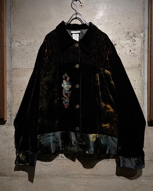 【Caka】Switching Design Vintage Velour Tracker Jacket