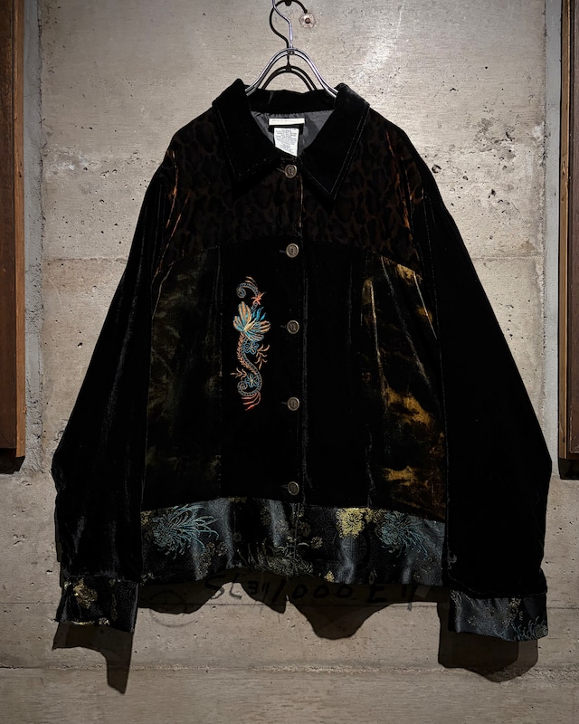 【Caka】Switching Design Vintage Velour Tracker Jacket