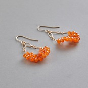 オレンジカラーがcute！カーネリアン 編み込みピアスorイヤリング mm1200