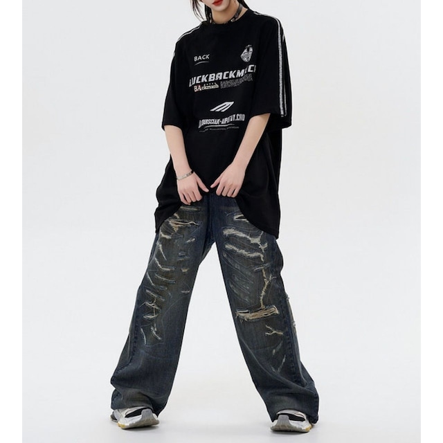 トリプルラインスポーツレタリングTシャツ 1col   R01760