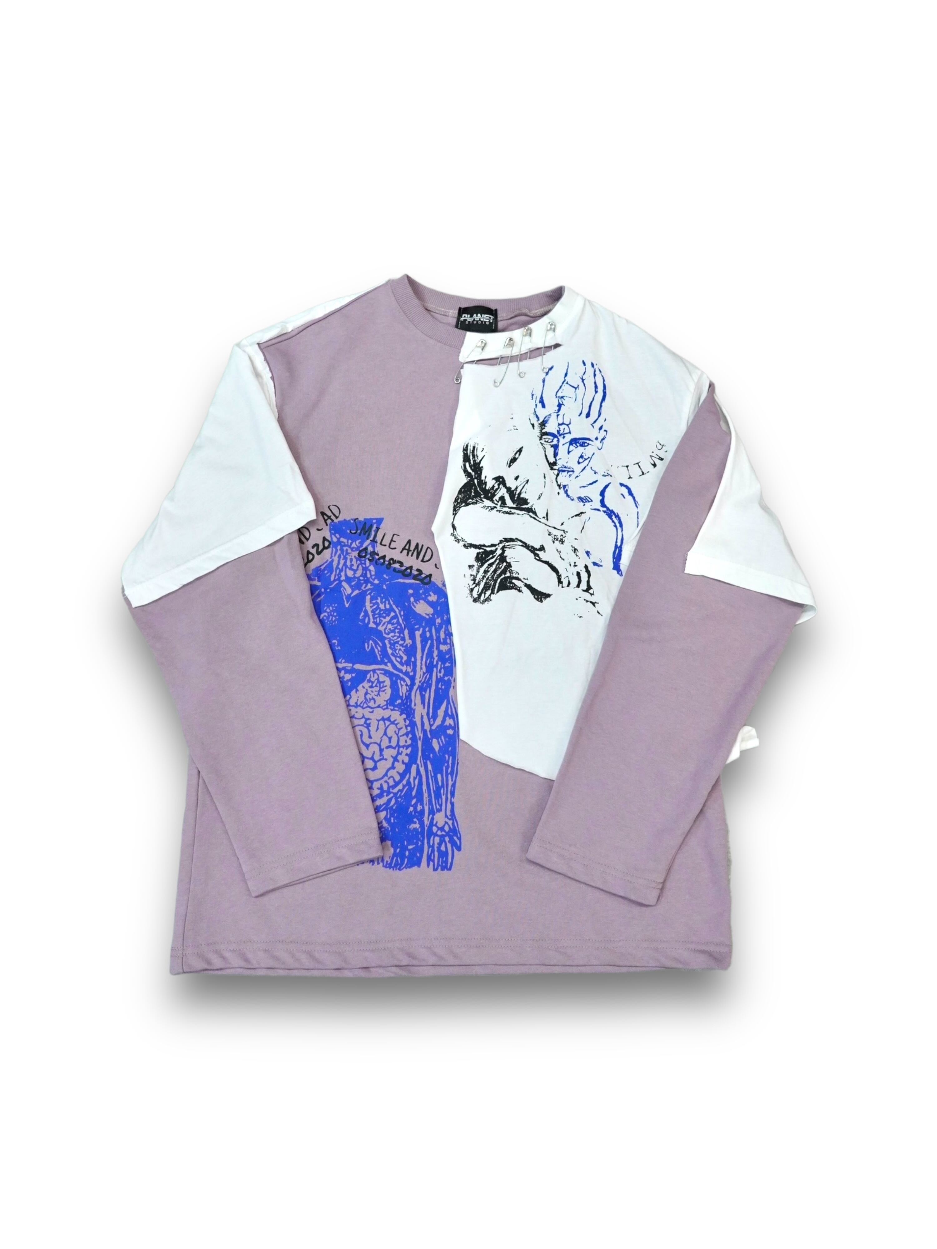 【PLANET STUDIO】docking print long T-shirt (pink)
