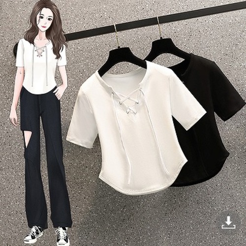 【大きいサイズL-4XL】【春夏新作】ファッションTシャツ♪ホワイト/ブラック2色展開◆#sedmvm-711117