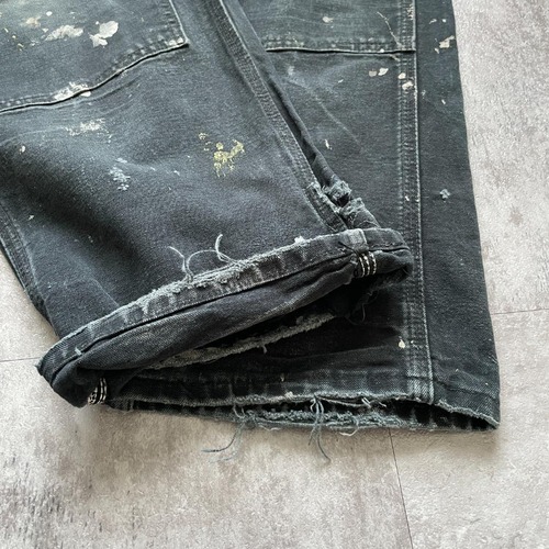 USA生地 ブラック ダブルニー Carhartt B136 BLK 32×32 詳細写真6