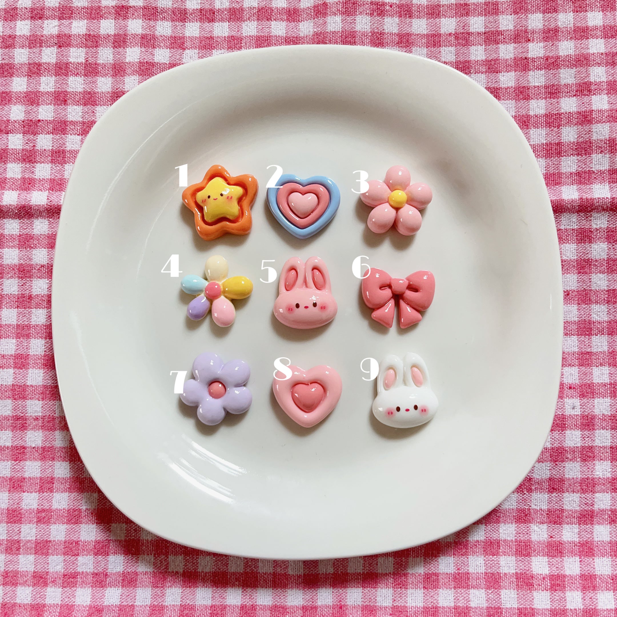 2個セット】デコパーツ 星 ハート 花 うさぎ リボン ピンク | Pay ID