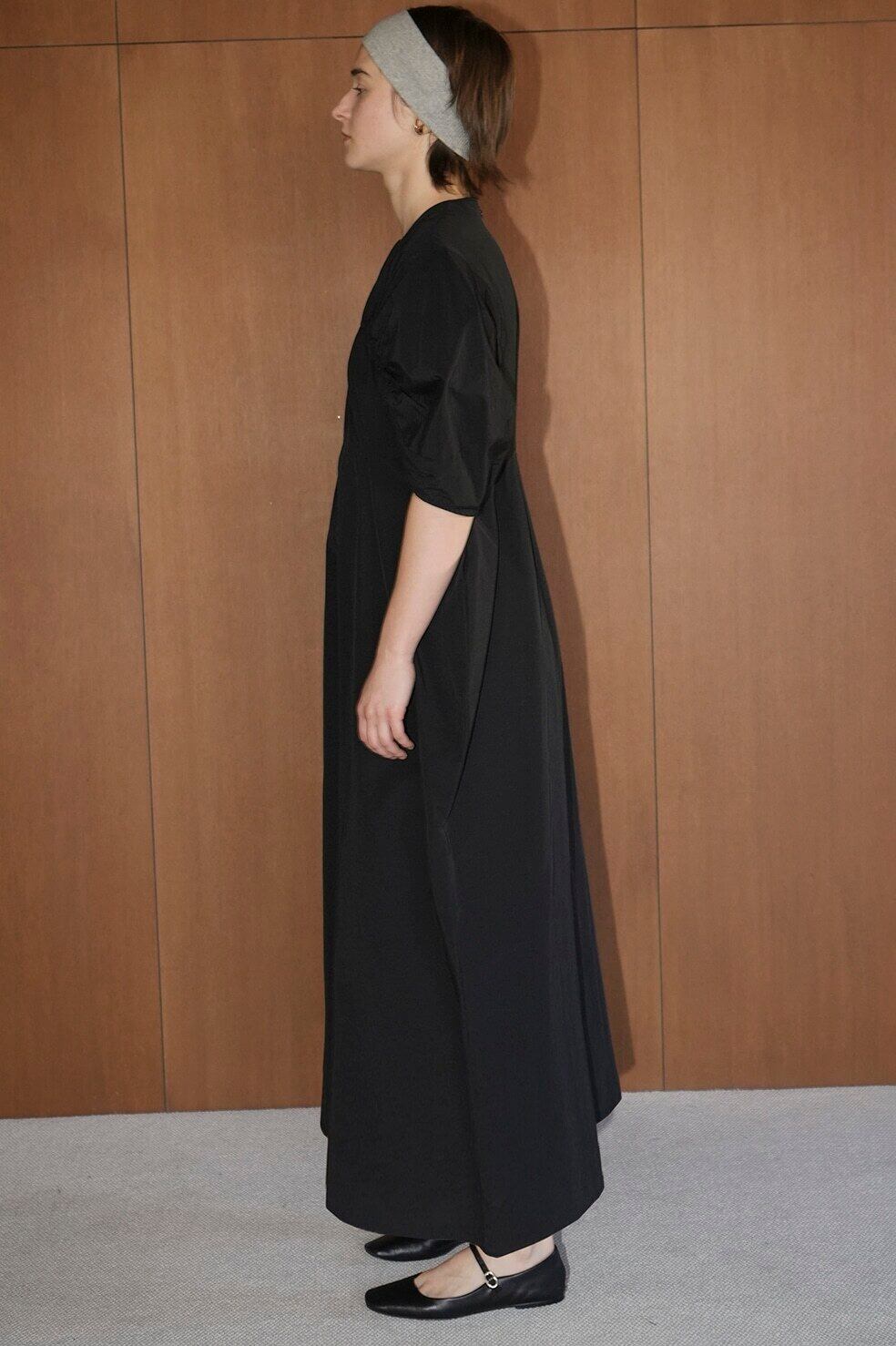 CLANE CROSSING GATHER ONEPIECE ブラック clane ブラック 半袖 ロングワンピース CROSSING GATHER