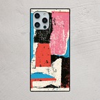 受注生産 iPhoneケース ピンク赤青の抽象紙片コラージュ｜ZINEコラージュ ZINE050C
