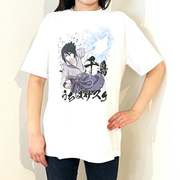 NARUTO(ナルト) うちはサスケ千鳥 Tシャツ(ホワイト) LLサイズ