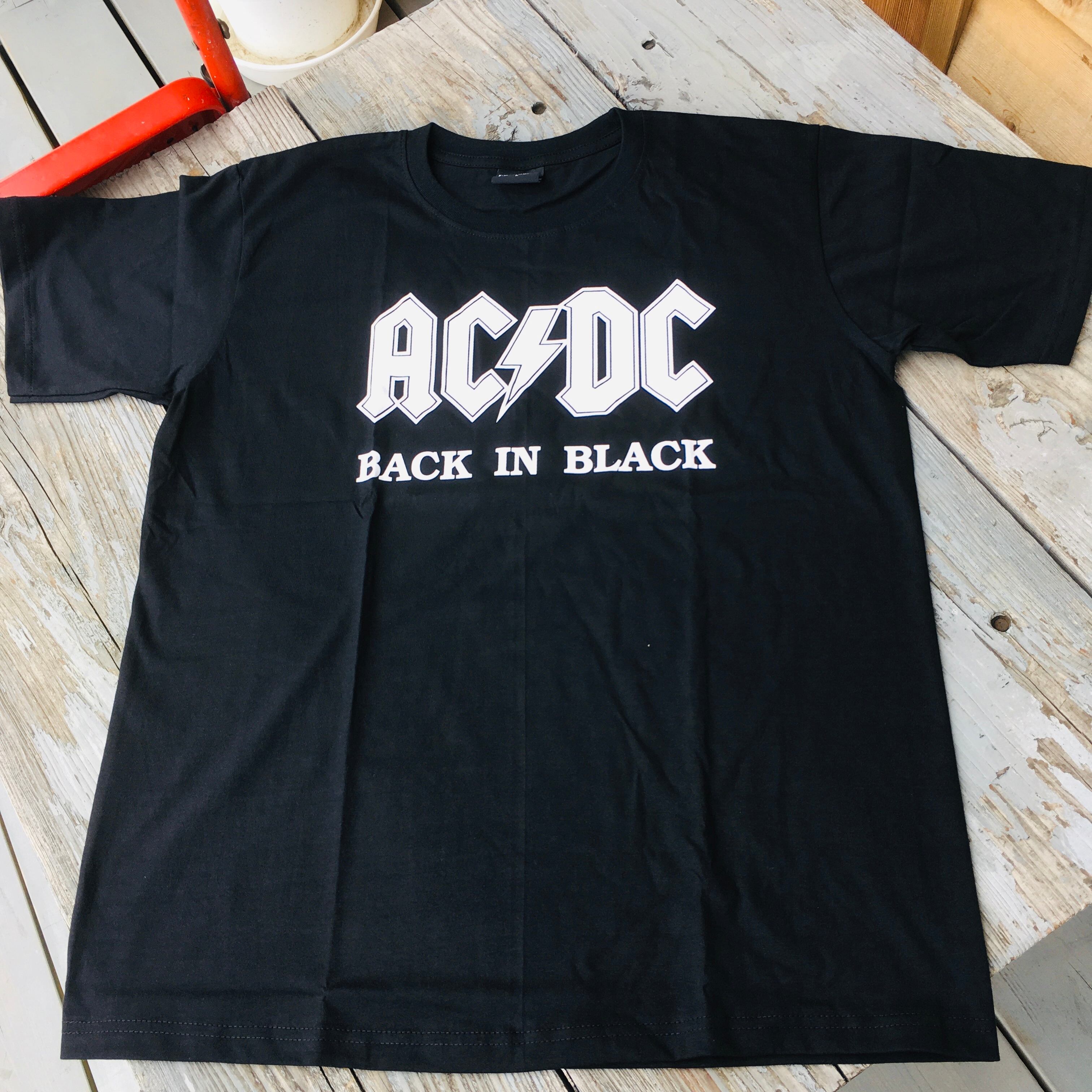 L 本革レザー　ダブルライダースジャケット×バンドTシャツ　AC⚡︎DC