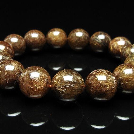 ルチルクォーツ ブレスレット 15mm ブロンズルチル ブレス 一点物 111-50833