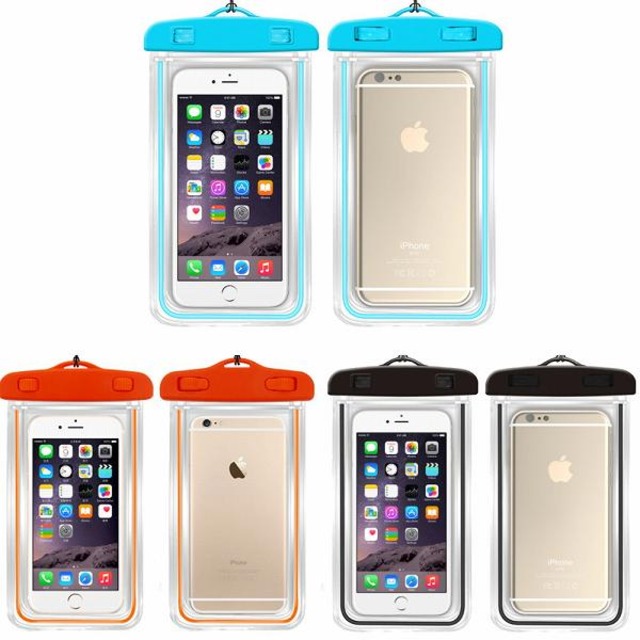 3色セット IPX8 透明 スマホ 防水ケース 発光 ・1467