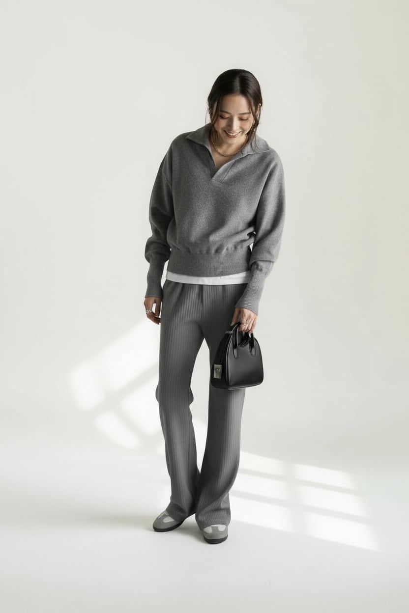 エンボスストライプイージーパンツ