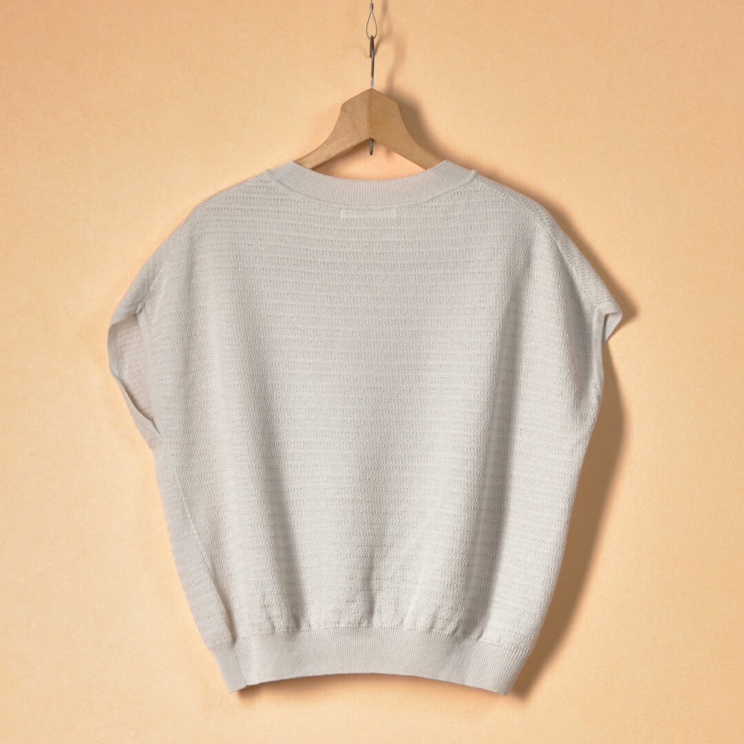 evam eva エヴァムエヴァ cotton paper yarn vest コットンペーパー糸