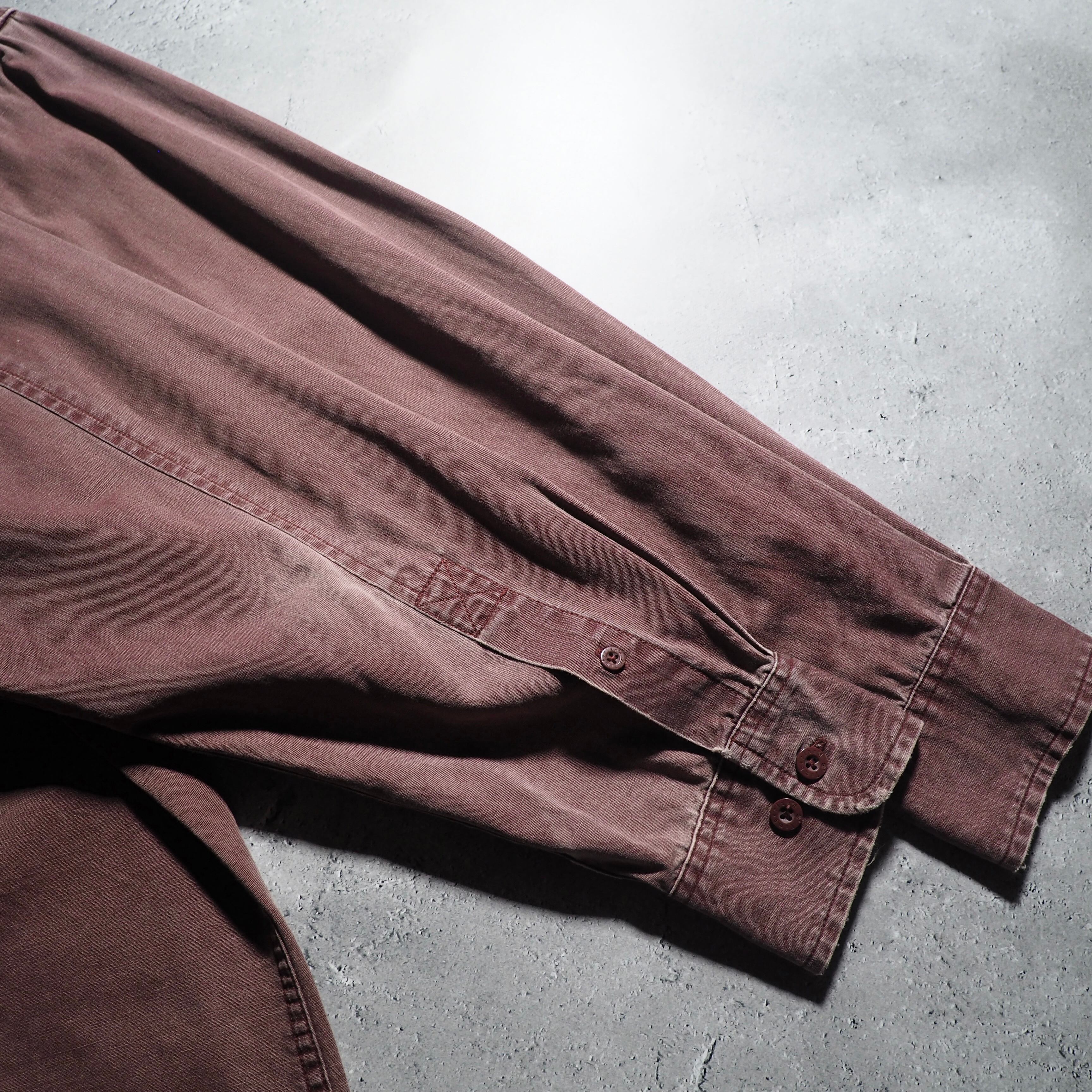 1990s ” Timberland ” Dark Burgundy color Overdye cotton shirt