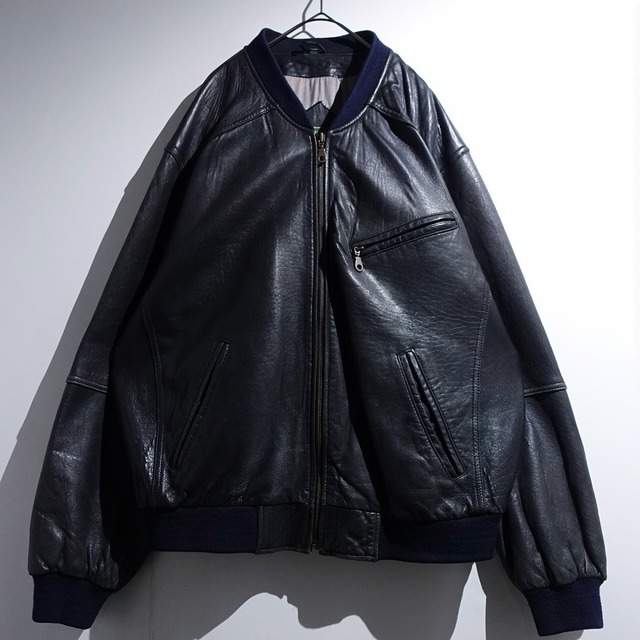 EURO Black Leather Zip Blouson