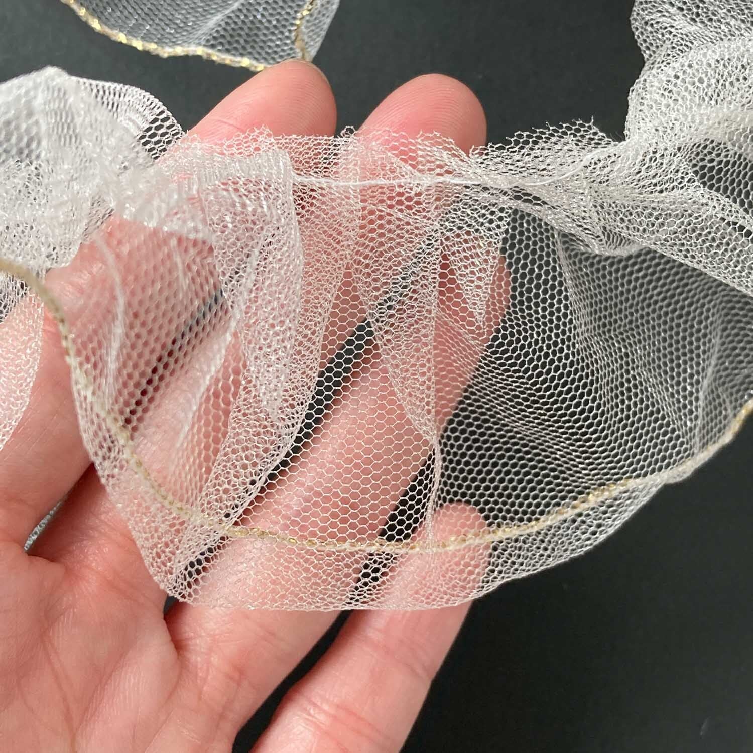 た*や様 ❤︎チュールレースのコ　alimie ウニコ 縁ラメギャザー寄せチュールレース（50cm〜） | Dua-アクセサリー