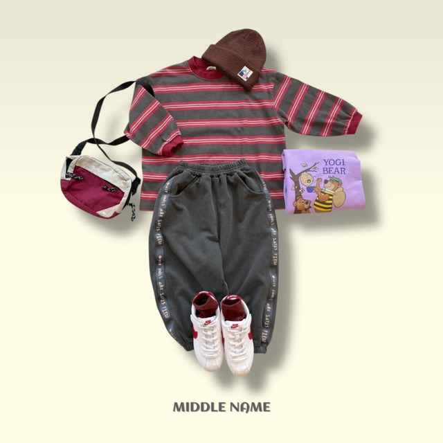 《送料無料》予約:テープジョガーパンツ【MIDDLENAME】※ジュニアサイズ