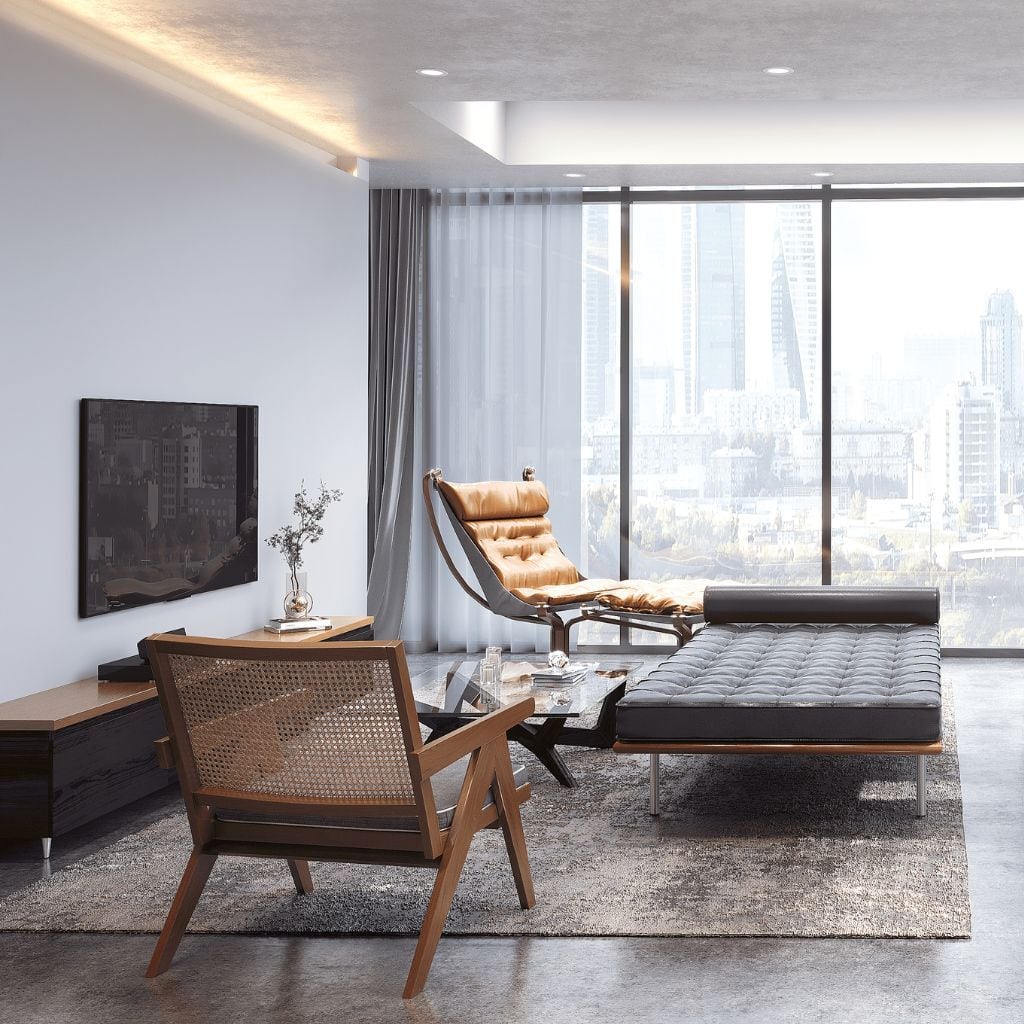 Cross Coffee Table Black Glass-Top / クロスコーヒーテーブル