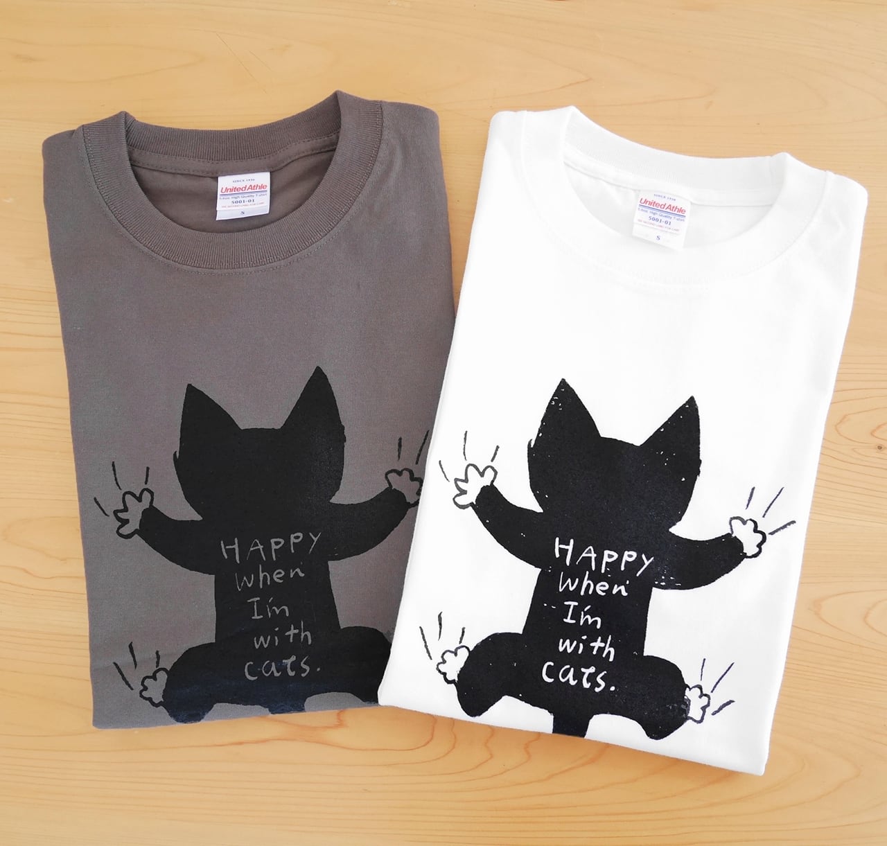 Tシャツ Clinging Cat「せなかねこ」バックプリント：ヘイジーネイビー
