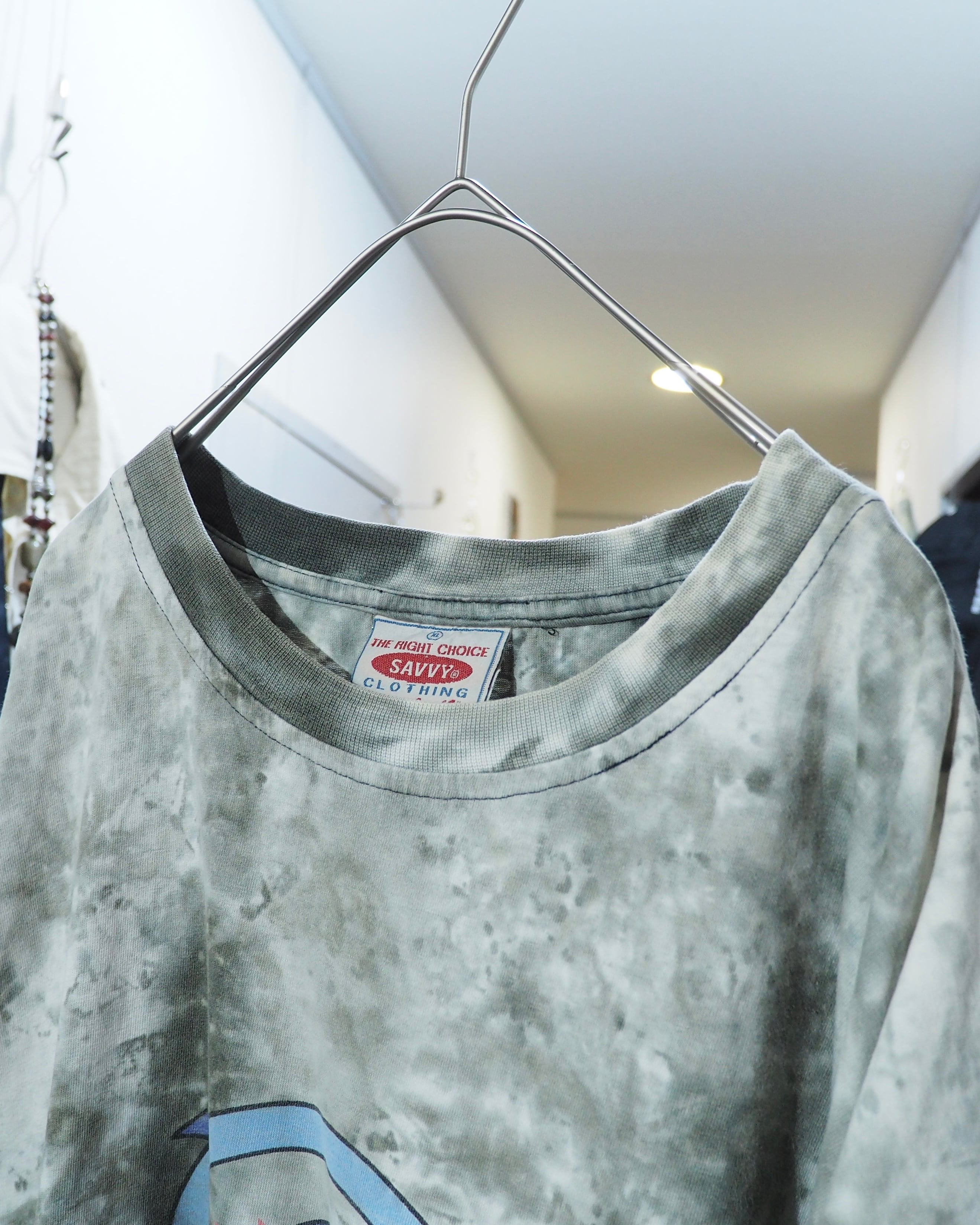 1990s ” Savvy ” Over Dyed × Logo printed vintage loose SS Tee