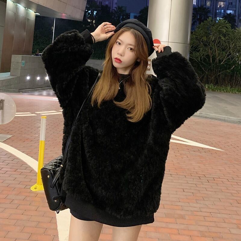 ウールラウンドネックプルオーバー セーター オータムウィンタールーズスタイルトップス コート 秋物 冬物 Oネック YY-ファッション19999033180