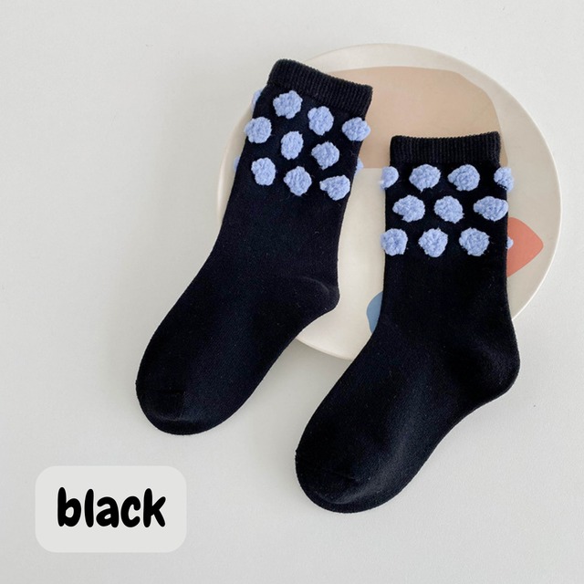 【即納】もこもこ水玉のクルーソックス