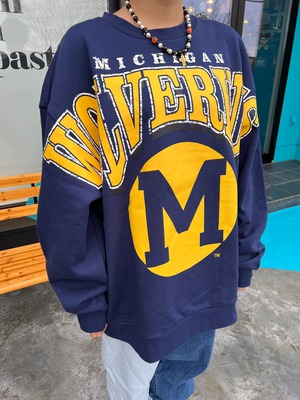 Mitchell & Ness BIG LOGO CREWトレーナー MICHIGAN ネイビー