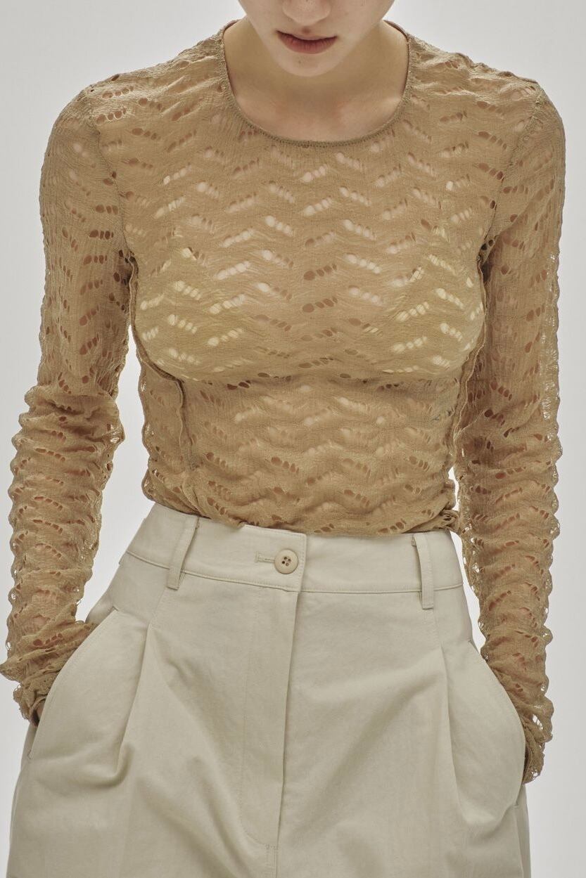 TODAYFUL Jacquard Long T-shirts ジャガードロングTシャツ Beige 