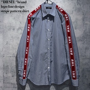 "DIESEL"brand logo line design stripe pattern shirt